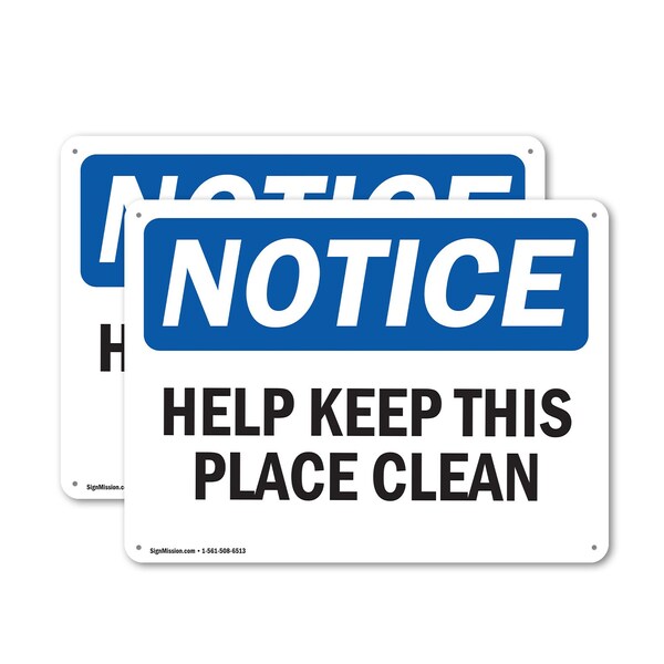 Signmission Help Keep This Place Clean, 24 in W x Rectangle, Plastic OS-2PACK-NS-P-1824-L-15803 - main